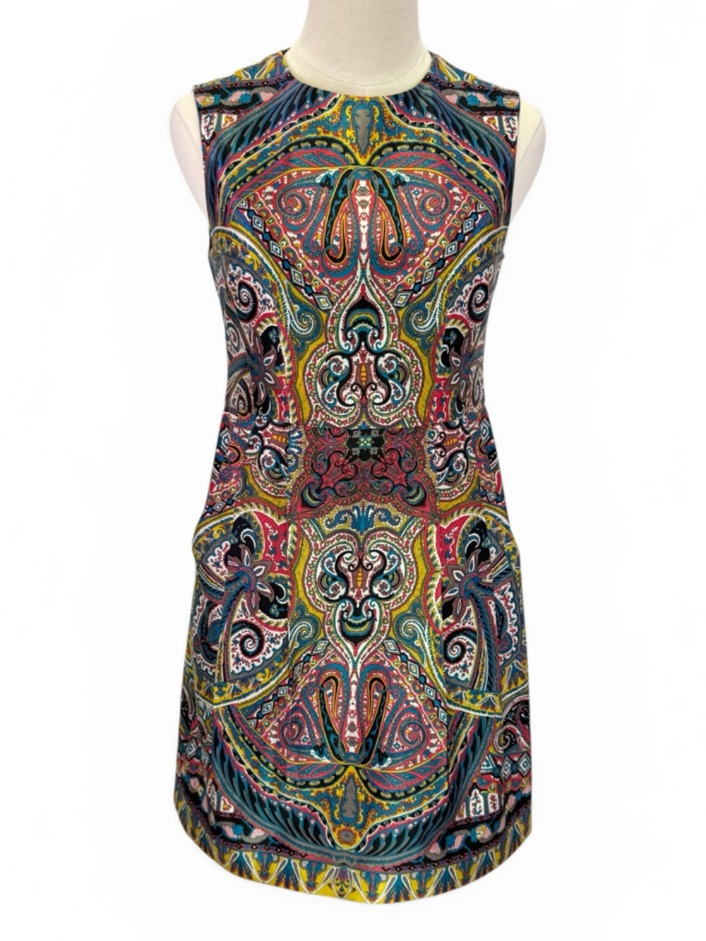 Nanette Lepore Sleeveless Paisley Kaleidoscope Print Sheath Silk‎ Dress Size 4